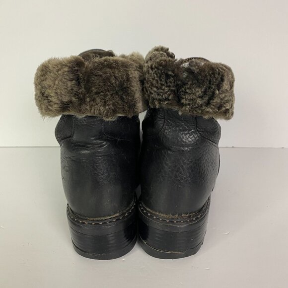 Vtg Blondo Shearling Lined Boots Womens 7 B Waterproof Brown Sheepskin Ankle - Picture 9 of 12